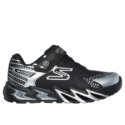 Skechers Boy's S Lights: Flex-Glow Bolt Sneaker | Size 13.5 | Black/Silver | Synthetic/Textile