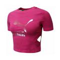 Puma Classic Logo Short Sleeve Crew Neck Cut Out Pink Womens Crop Top 579208 20 Cotton - Size X-Large