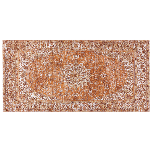 Teppich aus Baumwolle Polyester 80 x 150 cm Orange Orientalisches Muster Vintage Wohndekor