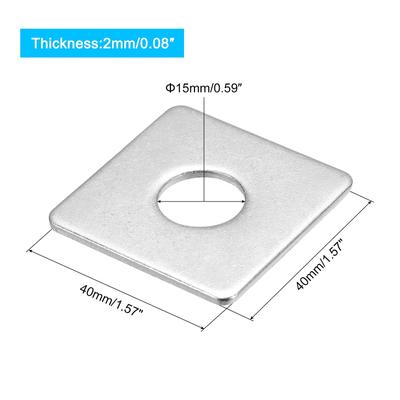 Square Washer, 304 Stainless Steel Square Plate Washers Spacer Gasket - Silver