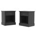 Set of 2 Black Wooden Cabinet Nightstands with Single Drawer 24.25"