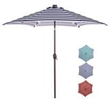 Outdoor Patio 8.7-Feet Market Table Umbrella with Push Button Tilt and Crank, 24 LED Lights[Umbrella Base is not Included]