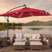 BONOSUKI Patio 8.2Ft LED Offset Umbrella,8 Steel Ribs w/Cross Base