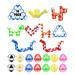 Dsseng 14 Pack 24 Blocks Twist Puzzles Toys Mini Snake Toy for Kids Teens Party Bag Fillers Party Favors