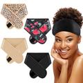 Eurzom 4 Pieces Satin Wrap Cap Open Wrap Headband for Women s Hair Adjustable Hair Wraps for Women Sleeping Nonslip Hair Wrap Strips (Black Champagne Leopard Print Flower)