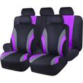 9PCS Universal Fit Car Seat Cover -100% Breathable with 5mm Composite Sponge Inside Airbag Compatible 3zipper Bench(Full Set Black and Purple)