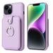 K-Lion for iPhone 14 Plus 2022 6.7 inch Style Organ Card Slots Leather Case PU Leather + Soft TPU Cash Pocket 360Â° Rotatable Metal Ring Holder Kickstand Camera Protection Shockproof Case Purple