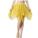 Clearance under $10 Charella Women Costume Performance Clothing Latin Belly Dance Sequins Irregul Skirt Yellow One Size