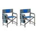 2-piece Oversized Folding Camping Chair High Back Heavy Duty with Storage Pockets for indoor Outdoor Camping Picnics and Fishing Blue/Grey