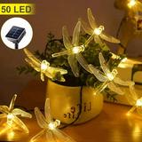 Dosaele Solar-powered String Lights Dragonfly String Lights Indoor and Outdoor Decorative Color Lights Garden Patio Decorative Waterproof Dragonfly String Lights Warm White