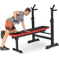 Mad Hornets Adjustable Weight Bench Folding Bench Press w/Barbell Rack Pec workout