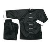 Kung Fu Uniform Tai Chi Uniform-Black w/ White Knot Cord Frogs buttons Uniform