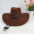 Western Cowboy Hat Retro Sheriff Cap Sunscreen With Wind Rope Hat Men And Women Horseback Riding Tourism Fishing Sunshade Cap