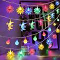 Hariumiu String Light Creative Shape IP43 Waterproof Energy-saving Battery Operated Non-Glaring Soft Lighting Indoor Outdoor Moon Star LED String Light Ornament Party Supplies