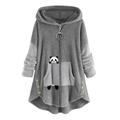 REORIAFEE Women s Casual Floral Print Jacket Coat Outdoor Jacket Street Coat Plus Size Pockets High Low Long Sleeve Hooded Coat Tops Gray S
