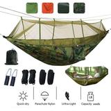 Single & Double Camping Hammock with Mosquito Net Portable 210D Nylon Hammock with Tree Straps & Carry Bags