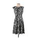 Wisp Casual Dress - A-Line: Gray Baroque Print Dresses - Women's Size 4 Petite