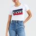 Levi's Tops | Levi's | Perfect Crewneck Graphic Tee Levi Logo White Cotton Shirt | Color: Red/White | Size: M