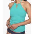 Athleta Swim | Athleta Tankini Top Womens Xxs Aqua Blue Exotic High Neck Keyhole Swimsuit Top | Color: Blue | Size: Xxs