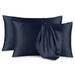 Bare Home Soft Poly Pillowcase Set Microfiber/Polyester/Silk/Satin in Blue/Navy | King | Wayfair 840105729235
