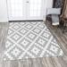 Gray/White Rectangle 5'3" x 7'7" Area Rug - East Urban Home Rectangle Aloysius Geometric Machine Made Flatweave Area Rug in Polyester | Wayfair