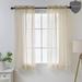 Gracie Oaks Romaldas Linen Curtain Linen in White/Brown | 63 H x 54 W in | Wayfair 07136858F1CF41229086DBECE1B0529C