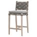 Rosecliff Heights Alzena 40" Teak Patio Bar Stool w/ Cushion Wood/Wicker/Rattan in Brown/Gray | 40 H x 18.5 W x 21.25 D in | Wayfair