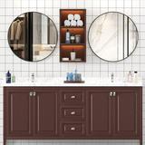 Latitude Run® Black Round Bathroom Mirrors w/ Metal Frame, Circle Mirrors for Wall Décor Metal | 30 H x 30 W x 2.36 D in | Wayfair