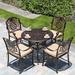 Bloomsbury Market Agostina Round 4 - Person 35.43" Long Aluminum Outdoor Dining Set w/ Cushions Metal in Black | 35.43 W x 35.43 D in | Wayfair