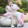 MorisMos Giant Unicorn Teddy for Girls, 110cm Cuddly Unicorn Plush Pillow, Big Fluffy Rainbow Pink Unicorn Stuffed Animal, Large Unicorn Soft Toy Gifts for Kids Girlfriend Birthday Christmas