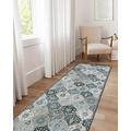 Lahome Moroccan Trellis Washable Runner Rug - 2x6 Rug Runners for Hallways 6 Feet Non Slip Vintage Kitchen Runner Rug Ultra-Thin Bathroom Runner Rugs Carpet Laundry Room Bedroom (2x6ft,Blue)