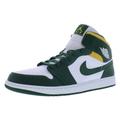 NIKE Men's Jordan 1 Mid Linen College Grey/Light Bone-White (554724 082), Noble Green/Pollen-white, 12 UK