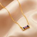 Amethyst Birthstone Necklace in 18 Carat Gold Vermeil, February Birth Stone Pendant Gold, Dainty Necklace, Crystal Baguette