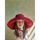 Burgundy Linen Sun Hat With Wide Brim & Ties Summer Hat, Women's Sun Panama, Beach Wear, Active Style Ecologists