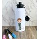 Personalised Green School Boy Sport Cap Water Bottle, Gym Bottle, Personalised Gift, Custom Bottle, Back To Bottle