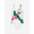 Molo Girls Paradise Bird Nika Swimsuit In White Size 12 Yrs