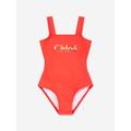 Chloé Girls Logo Swimming Costume In Orange Size 3 Yrs