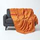 Homescapes - Jeté de lit ou de canapé en tissu chenille Orange foncé, 150 x 200 cm - Orange foncé