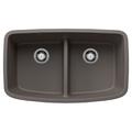 Blanco Valea SILGRANIT 32" L X 19" W Double Bowl Undermount Kitchen Sink w/ Low Divide Granite in Black/Gray/White | 9.5 H x 19 D in | Wayfair