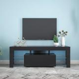 51"L Flat Screen TV Stand LED RGB TV Cabinet with 5 Shelf for 43 to 60 in,Black