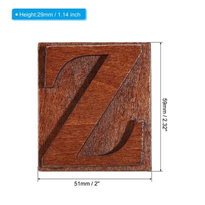 Letter Stamps Wood Rubber Stamp Character A-Z Vintage Alphabet Stamps - Brown