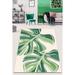 Green/White 118 x 39 x 0.31 in Area Rug - East Urban Home Brentview Floral Machine Made Power Loomed Cotton Area Rug in White/Green Cotton | Wayfair