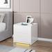 Brayden Studio® Theophania Wooden Nightstand w/ LED Light & Wireless Charging Wood in Brown/White | 19.29 H x 19.68 W x 15.75 D in | Wayfair