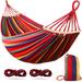 Arlmont & Co. Ariyah Double Classic Hammock Cotton in Gray/Orange/Red | 1 H x 61 W x 110 D in | Wayfair 27952985D576490092796DF6E592B3F5