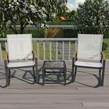 iRerts Outdoor Rocking Bistro Set Outdoor Bistro Set Textilene Chair Conversation Set Outdoor Rocking Chairs Patio Furniture Sets with Coffee Table for Yard Lawn Porch Poolside Balcony Black