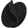 2 Pack Silicone Trivet Mats 7 Inch Diameter Heat Resistant Trivet Durable & Flexible Hot Pot Holder Hot Pads Microwave Mat Drying Mat Non-Slip Jar Opener Utensil Rest (Black)