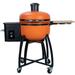 24 Ceramic Charcoal Grill Double Ceramic Liner with 19.6 Diameter Gridiron 4-in-1 Smoked Roasted BBQ Pan-roasted with Metal Legs and Casters for Outdoors Patio Garden Backyard Orange