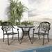 W WARMHOL 3-Piece Outdoor Patio Dining Set All-Weather Cast Aluminum Patio Furniture Set for Backyard Garden Deck with 2 Chairs and 30.8 Round Table 2 Umbrella Hole