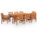 vidaXL Solid Acacia Wood 7/9 Piece Outdoor Dining Set with Cream/Gray Cushions