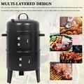 Detachable 3-in-1 Vertical Charcoal Smoker Portable BBQ Smoker Grill